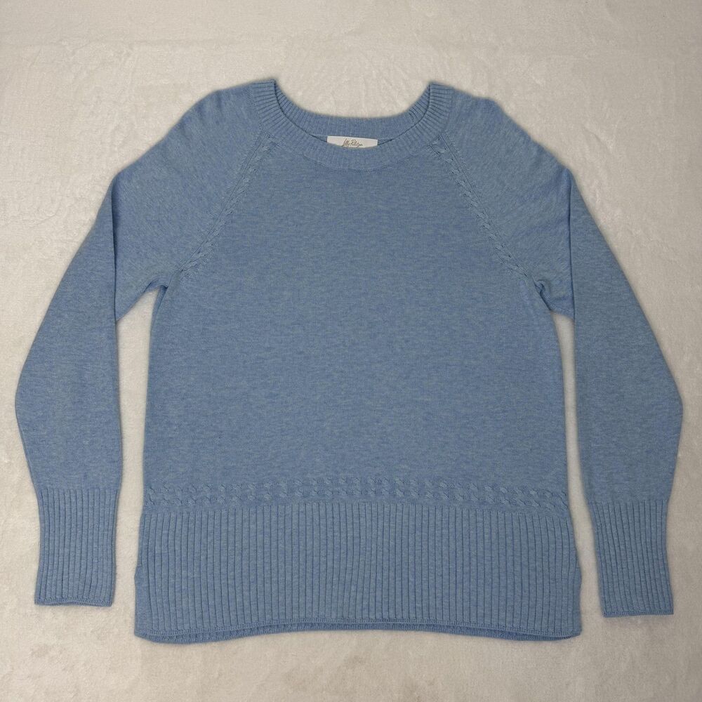 Lilly Pulitzer Sweater Womens Large Light Blue Cotton Crewneck Knit Pullover